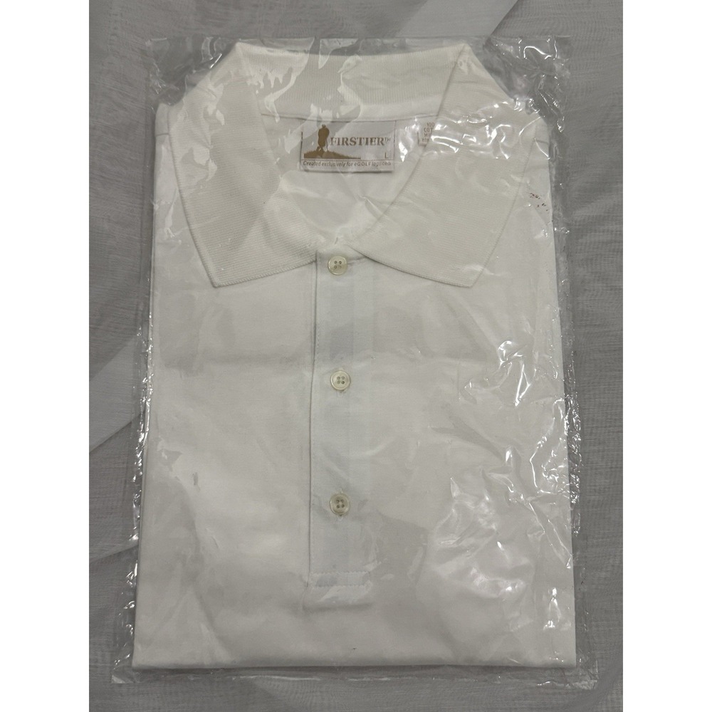 NEW VTG‎ Firstier EGolfLogo White Golf Polo Shirt Size L